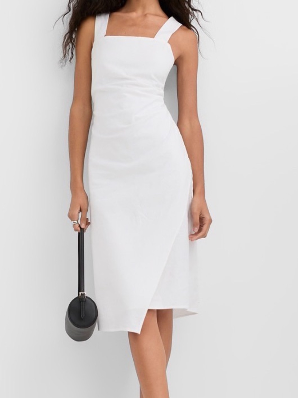 LOFT White Linen Square-Neck Assymetrical Dress NWOT